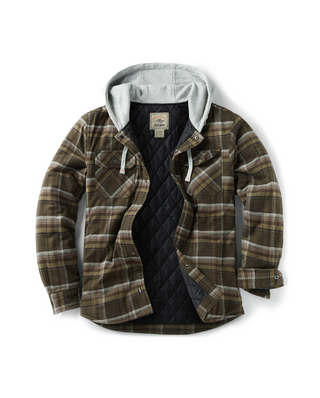 Quilted Lined Flannel Hooded Shirt Jacket [HOK720]